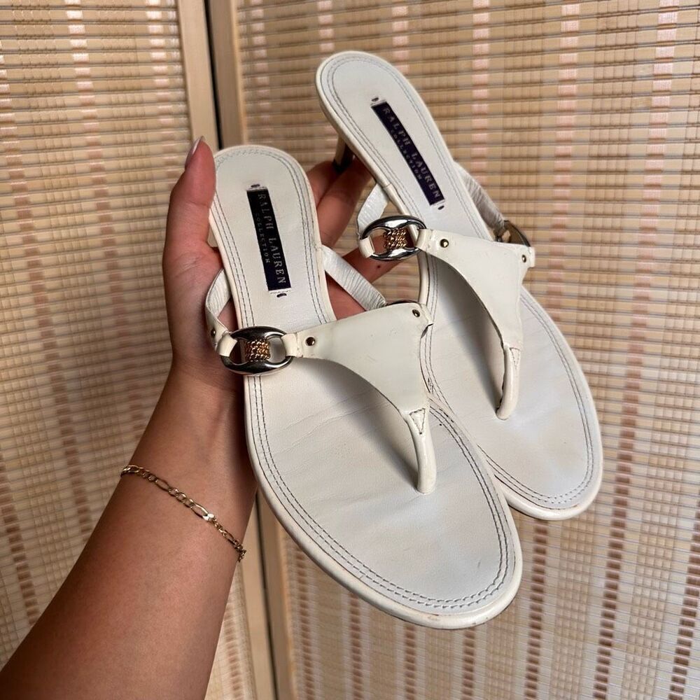 Ralph Lauren purple label thong kitten heels